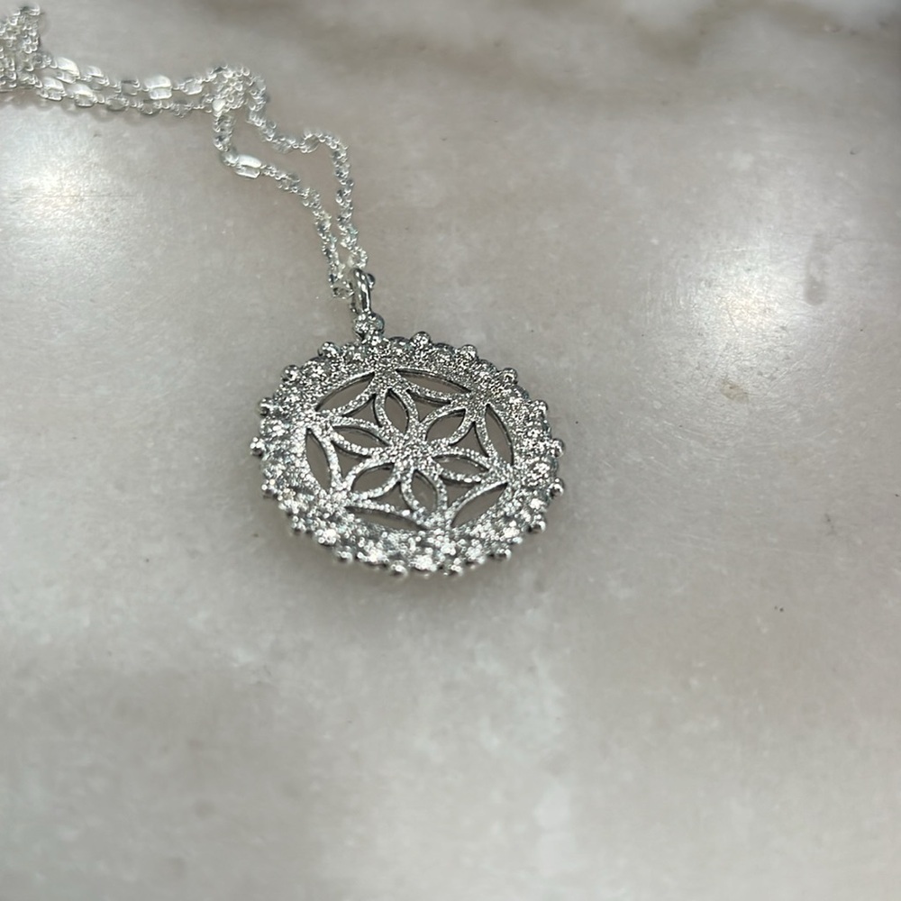 Sterling Silver Flower of Life Pendant Necklace - Picture 3 of 4
